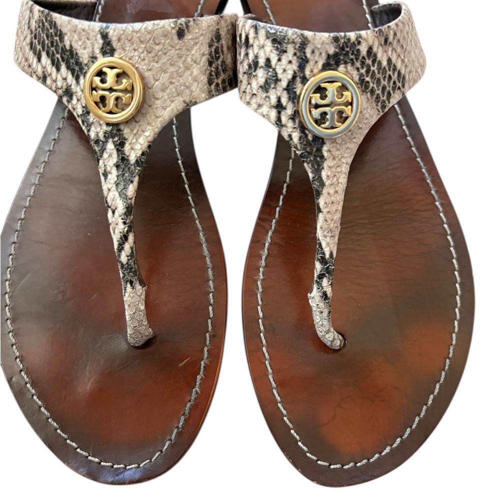 Tory Burch Women's Cameron Python Leather Flip Fl… - image 11